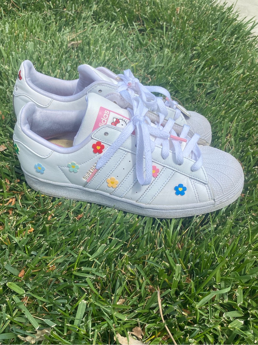 adidas White Sneakers with Pastel Flower Accents